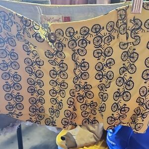 Red Camel Yellow Bicycle Print Mini Shorts